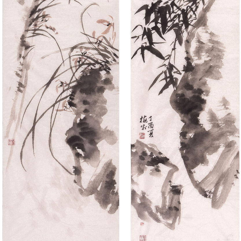 四条屏梅兰竹菊