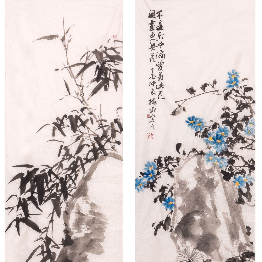 四条屏梅兰竹菊